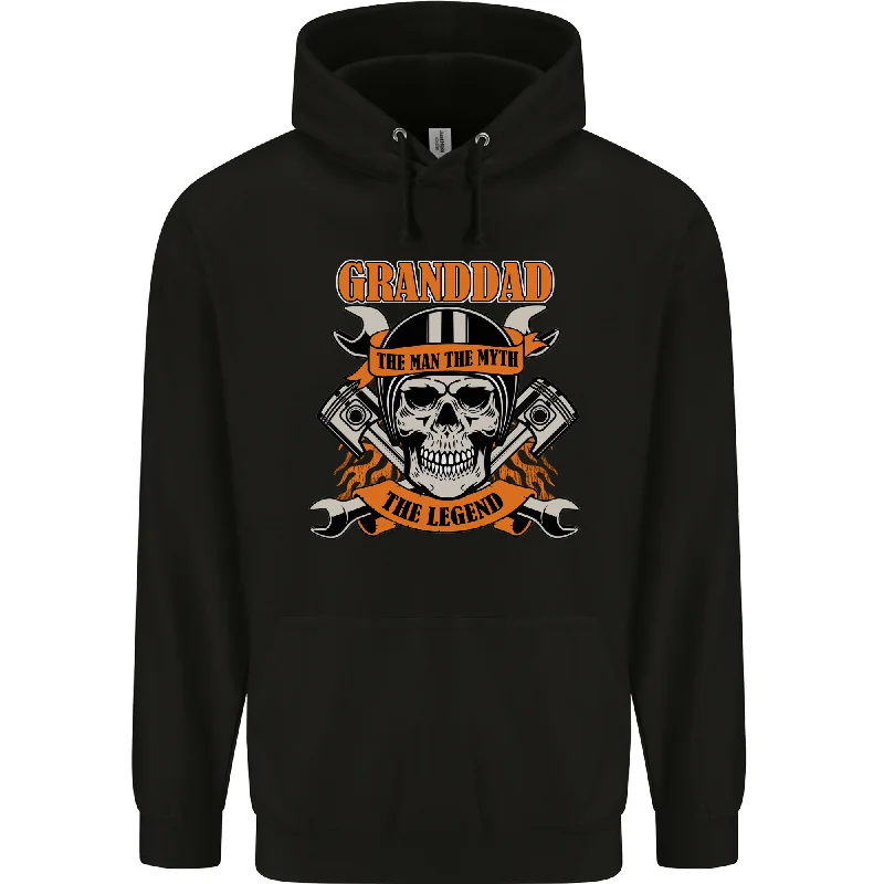 Biker Grandad the Man Myth Legend Funny Mens 80% Cotton Hoodie Hoodie with Mock Neck Collared Structured Biker Grandad the Man Myth Legend Funny Mens 80% Cotton Hoodie Hoodie with Mock Neck Collared Structured
