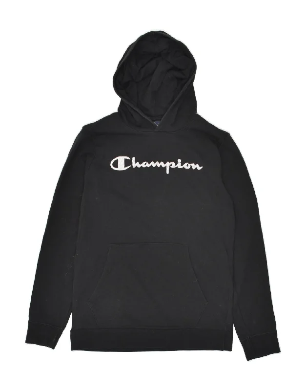 CHAMPION Boys Graphic Hoodie Jumper 13-14 Years XL Black Cotton Hoodie with Fur Luxurious Winter CHAMPION Boys Graphic Hoodie Jumper 13-14 Years XL Black Cotton Hoodie with Fur Luxurious Winter