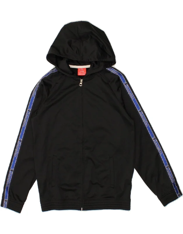 CHAMPION Boys Graphic Zip Hoodie Sweater 11-12 Years Large Black Polyester Hoodie with Logo Branding Identity CHAMPION Boys Graphic Zip Hoodie Sweater 11-12 Years Large Black Polyester Hoodie with Logo Branding Identity