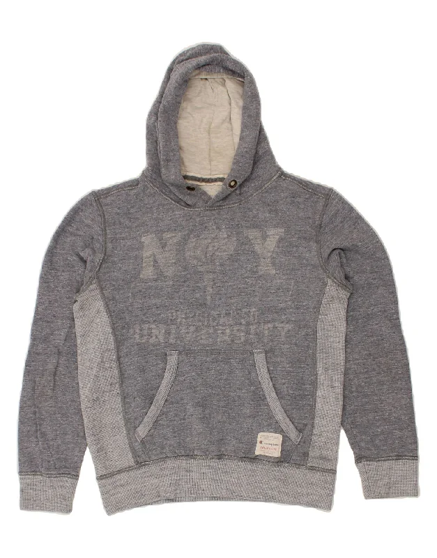 CHAMPION Mens Graphic Hoodie Jumper Medium Grey Colourblock Cotton Hoodie Sweatshirt Pullover CHAMPION Mens Graphic Hoodie Jumper Medium Grey Colourblock Cotton Hoodie Sweatshirt Pullover