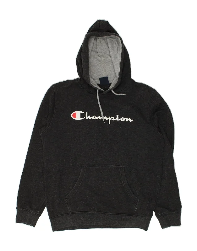 CHAMPION Mens Graphic Hoodie Jumper Medium Grey Flecked Hoodie with Mesh Breathable Sporty CHAMPION Mens Graphic Hoodie Jumper Medium Grey Flecked Hoodie with Mesh Breathable Sporty