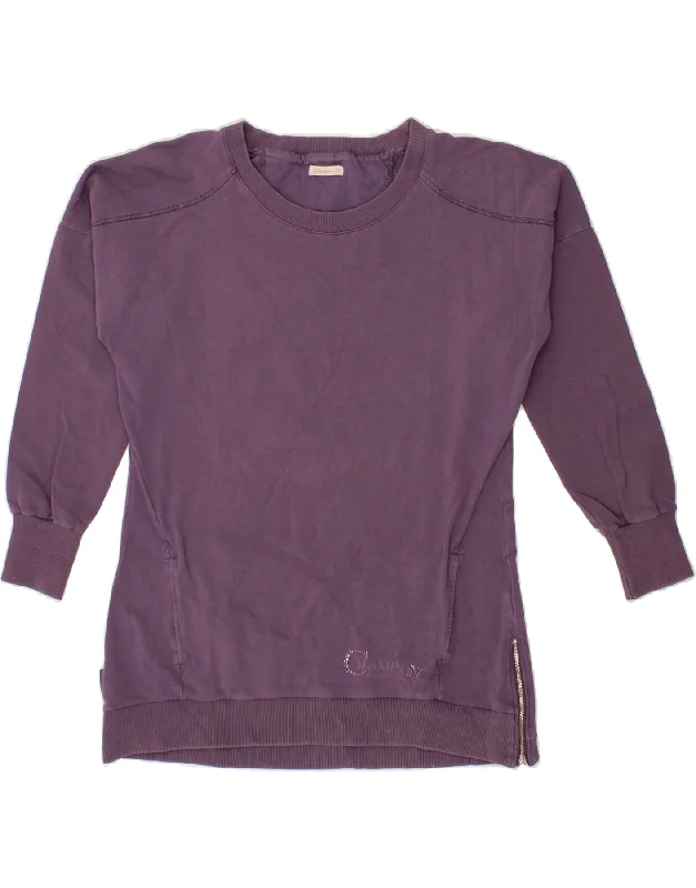CHAMPION Womens 3/4 Sleeve Sweatshirt Jumper UK 14 Medium Purple Hoodie with Belted Waist Structured Tailored CHAMPION Womens 3/4 Sleeve Sweatshirt Jumper UK 14 Medium Purple Hoodie with Belted Waist Structured Tailored