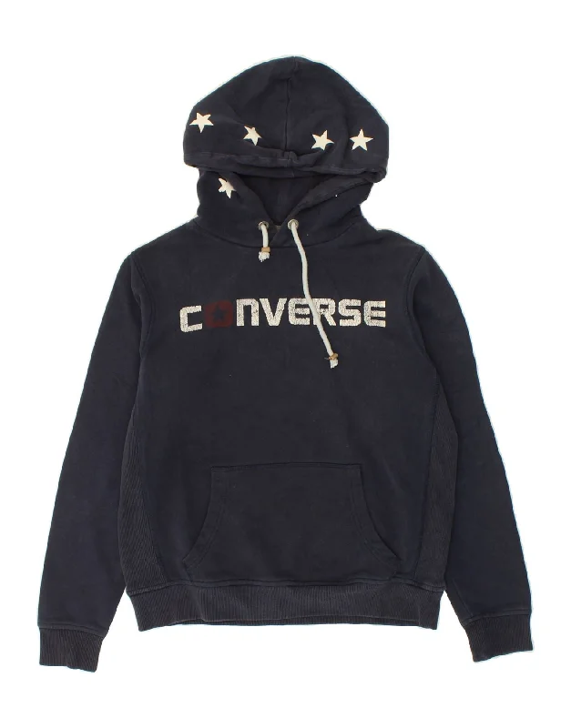 CONVERSE Mens Graphic Hoodie Jumper Large Navy Blue Cotton Hoodie Sweatshirt Pullover CONVERSE Mens Graphic Hoodie Jumper Large Navy Blue Cotton Hoodie Sweatshirt Pullover