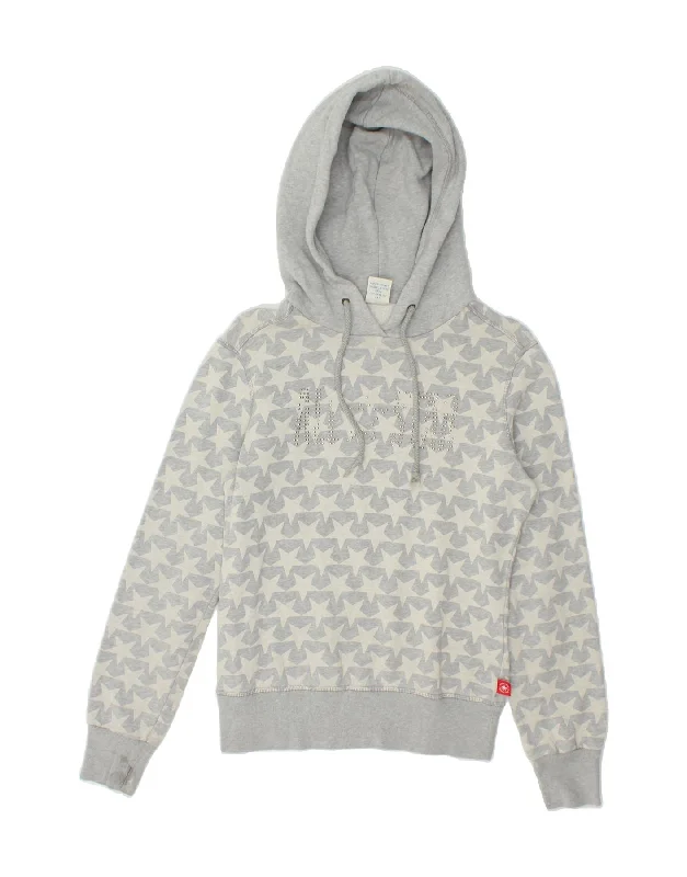 CONVERSE Womens Abstract Pattern Graphic Hoodie Jumper UK 14 Large Grey Hoodie with High Neck Warm Protective CONVERSE Womens Abstract Pattern Graphic Hoodie Jumper UK 14 Large Grey Hoodie with High Neck Warm Protective