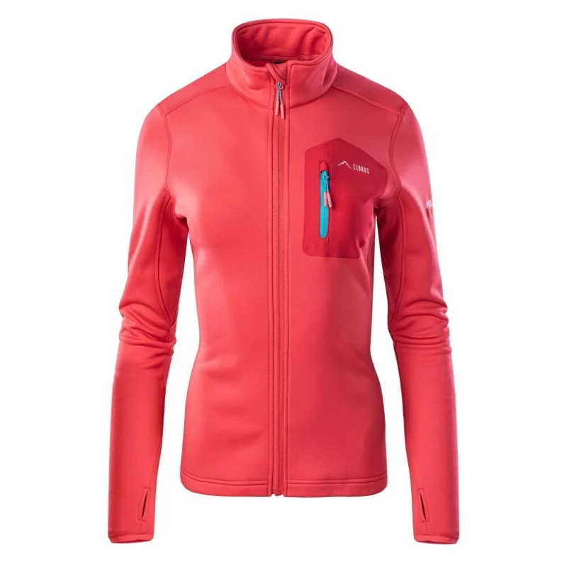 Elbrus Emino Polartec Womens Sweatshirt - Red Hoodie with Hem Embroidery Detailed Premium Elbrus Emino Polartec Womens Sweatshirt - Red Hoodie with Hem Embroidery Detailed Premium