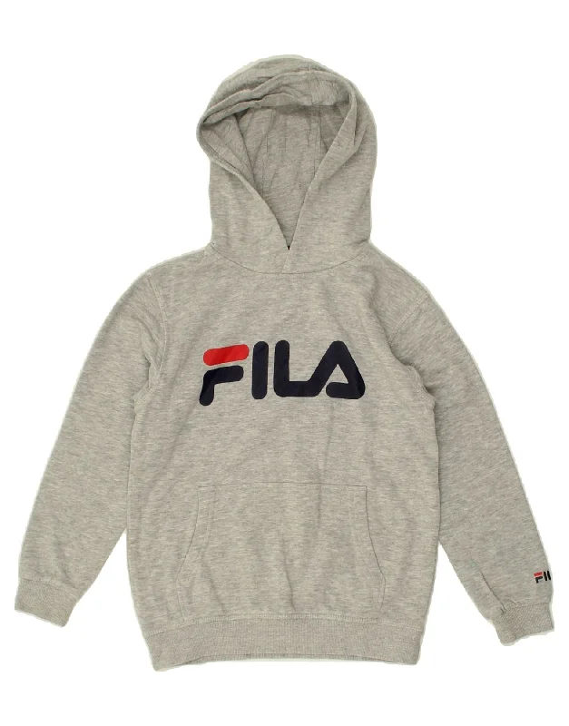 FILA Boys Graphic Hoodie Jumper 7-8 Years Grey Cotton Hoodie with Print Artistic Unique FILA Boys Graphic Hoodie Jumper 7-8 Years Grey Cotton Hoodie with Print Artistic Unique