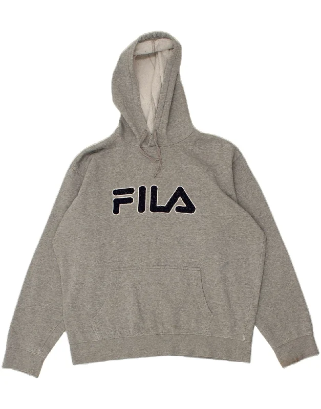 FILA Mens Graphic Hoodie Jumper Large Grey Cotton Hoodie with Mesh Breathable Sporty FILA Mens Graphic Hoodie Jumper Large Grey Cotton Hoodie with Mesh Breathable Sporty