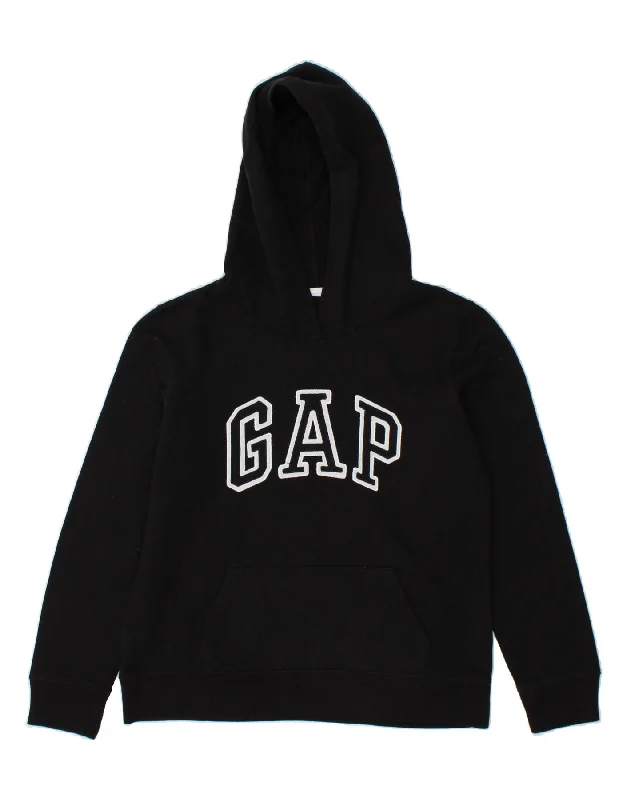 GAP Womens Graphic Hoodie Jumper UK 10 Small Black Cotton Hoodie with Puffed Sleeves Voluminous Trendy GAP Womens Graphic Hoodie Jumper UK 10 Small Black Cotton Hoodie with Puffed Sleeves Voluminous Trendy