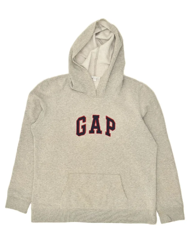 GAP Womens Graphic Hoodie Jumper UK 16 Large Grey Cotton Hoodie with Oversized Fit Loose Comfortable GAP Womens Graphic Hoodie Jumper UK 16 Large Grey Cotton Hoodie with Oversized Fit Loose Comfortable