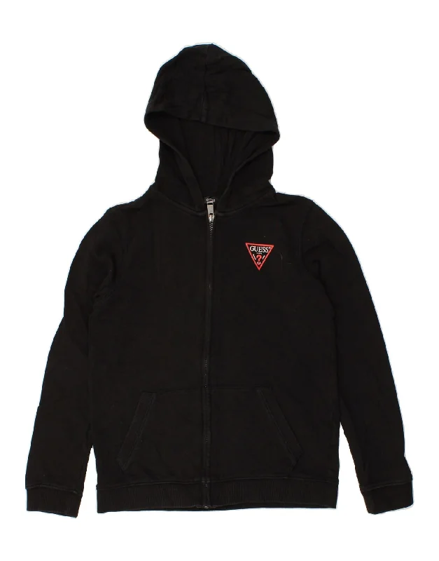 GUESS Boys Graphic Zip Hoodie Sweater 11-12 Years Black Cotton Hoodie with Metallic Shiny Futuristic GUESS Boys Graphic Zip Hoodie Sweater 11-12 Years Black Cotton Hoodie with Metallic Shiny Futuristic