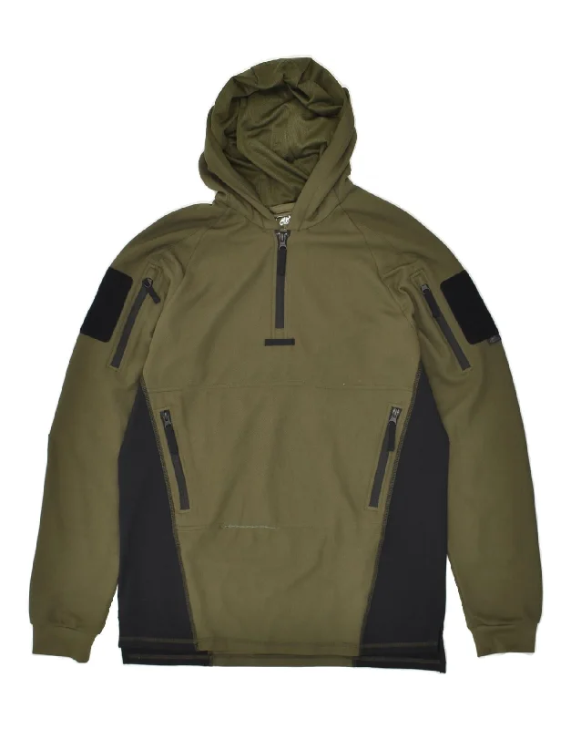 HELICON TEX Mens Zip Neck Hoodie Jumper Medium Khaki Colourblock Polyester Hoodie with Hem Embroidery Detailed Premium HELICON TEX Mens Zip Neck Hoodie Jumper Medium Khaki Colourblock Polyester Hoodie with Hem Embroidery Detailed Premium