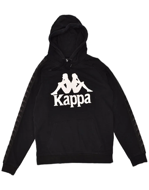 KAPPA Mens Graphic Hoodie Jumper Medium Black Hoodie Jacket Zipper Layering
