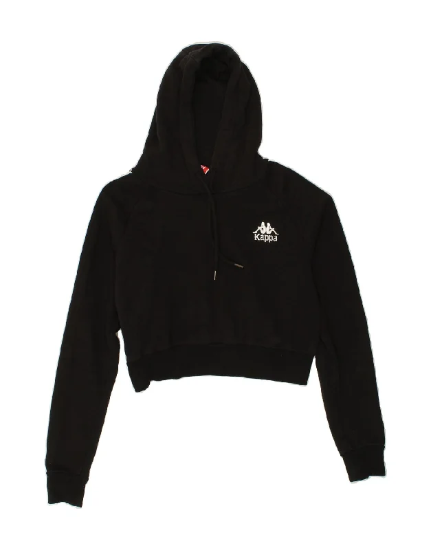 KAPPA Womens Graphic Hoodie Jumper UK 14 Medium Black Cotton Hoodie with Color Block Contrast Stylish KAPPA Womens Graphic Hoodie Jumper UK 14 Medium Black Cotton Hoodie with Color Block Contrast Stylish