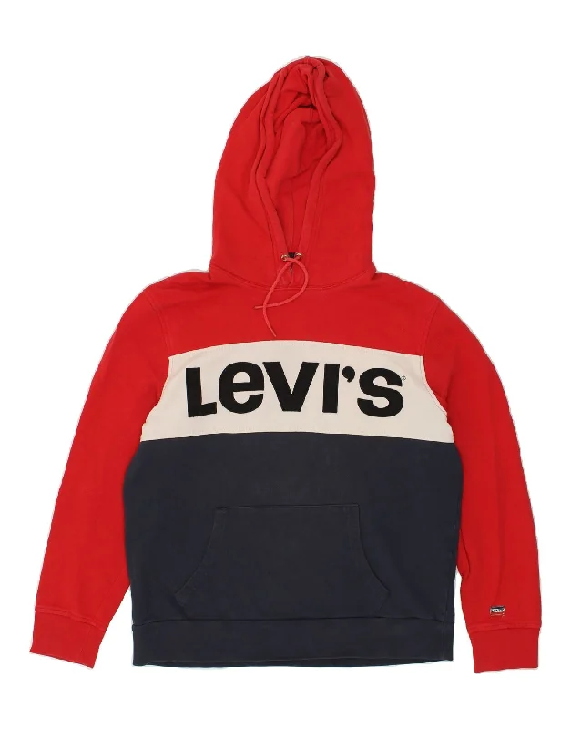 LEVI'S Mens Graphic Hoodie Jumper Large Multicoloured Colourblock Cotton Hoodie with Side Slits Relaxed Casual LEVI'S Mens Graphic Hoodie Jumper Large Multicoloured Colourblock Cotton Hoodie with Side Slits Relaxed Casual
