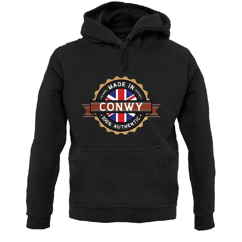 Made In Conwy 100% Authentic Unisex Hoodie Hoodie with Cuffed Sleeves Snug Secure