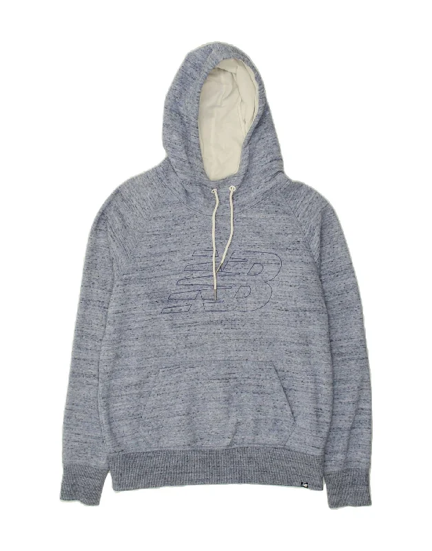 NEW BALANCE Womens Graphic Hoodie Jumper UK 14 Medium Blue Flecked Cotton Hoodie with Gradient Ombre Colorful NEW BALANCE Womens Graphic Hoodie Jumper UK 14 Medium Blue Flecked Cotton Hoodie with Gradient Ombre Colorful