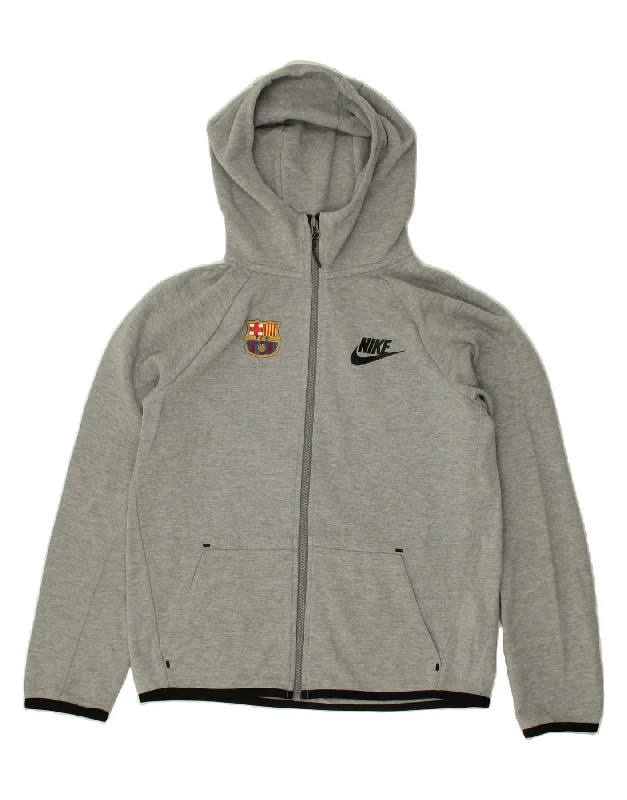 NIKE Boys Barcelona Zip Hoodie Sweater 12-13 Years Large Grey Cotton Hoodie with Ribbed Cuffs Snug Fit Comfort NIKE Boys Barcelona Zip Hoodie Sweater 12-13 Years Large Grey Cotton Hoodie with Ribbed Cuffs Snug Fit Comfort