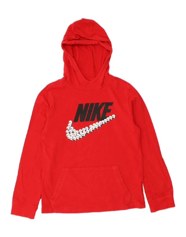 NIKE Boys Graphic Hoodie Jumper 12-13 Years Large Red Cotton Hoodie with Frayed Bohemian Relaxed NIKE Boys Graphic Hoodie Jumper 12-13 Years Large Red Cotton Hoodie with Frayed Bohemian Relaxed