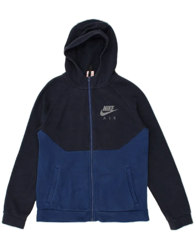NIKE Boys Zip Hoodie Sweater 13-14 Years XL Navy Blue Colourblock Hoodie with Slim Fit Tailored Modern NIKE Boys Zip Hoodie Sweater 13-14 Years XL Navy Blue Colourblock Hoodie with Slim Fit Tailored Modern