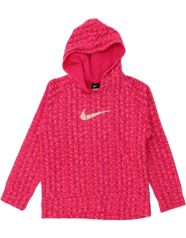NIKE Girls Abstract Pattern Graphic Hoodie Jumper 10-11 Years Medium Pink Hoodie with Patch Decorative Personalized NIKE Girls Abstract Pattern Graphic Hoodie Jumper 10-11 Years Medium Pink Hoodie with Patch Decorative Personalized