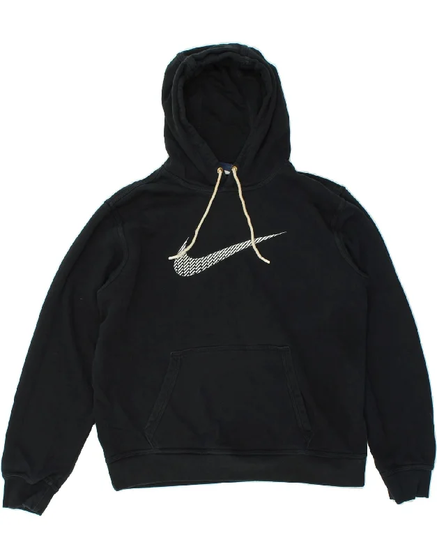 NIKE Mens Graphic Hoodie Jumper Large Black Cotton Hoodie with Ribbed Neckline Snug Warm NIKE Mens Graphic Hoodie Jumper Large Black Cotton Hoodie with Ribbed Neckline Snug Warm