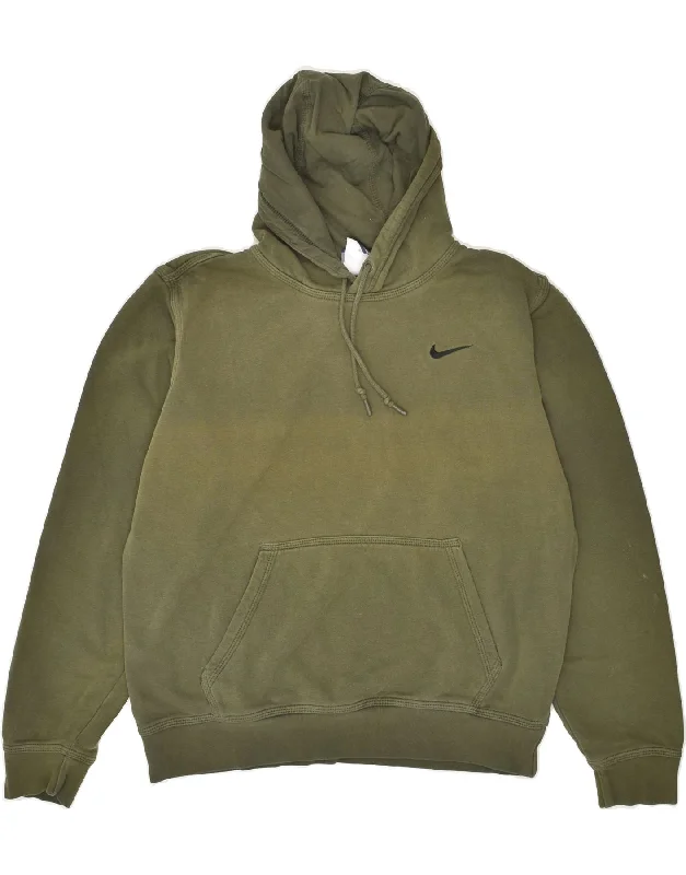 NIKE Mens Hoodie Jumper Medium Khaki Cotton Hoodie with Slit Hem Functional Movement NIKE Mens Hoodie Jumper Medium Khaki Cotton Hoodie with Slit Hem Functional Movement