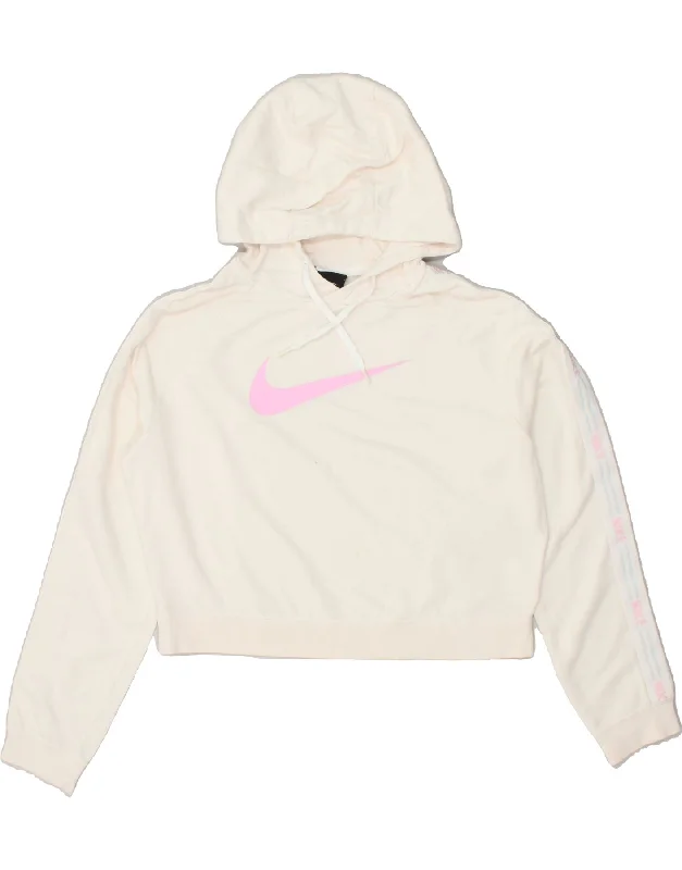 NIKE Womens Graphic Crop Hoodie Jumper UK 14 Medium Off White Hoodie with Crew Neck Simple Timeless NIKE Womens Graphic Crop Hoodie Jumper UK 14 Medium Off White Hoodie with Crew Neck Simple Timeless