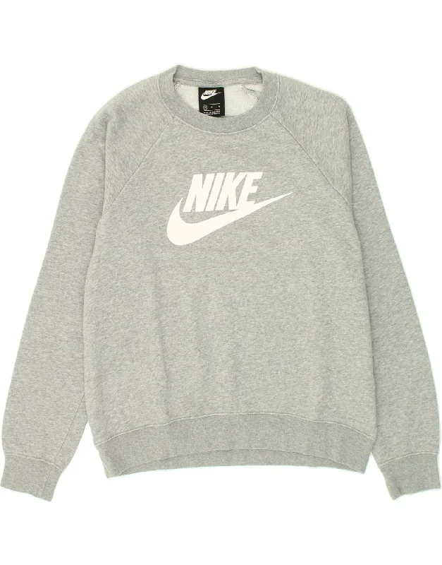 NIKE Womens Graphic Sweatshirt Jumper UK 14 Medium Grey Cotton Hoodie with Lining Warm Insulated NIKE Womens Graphic Sweatshirt Jumper UK 14 Medium Grey Cotton Hoodie with Lining Warm Insulated