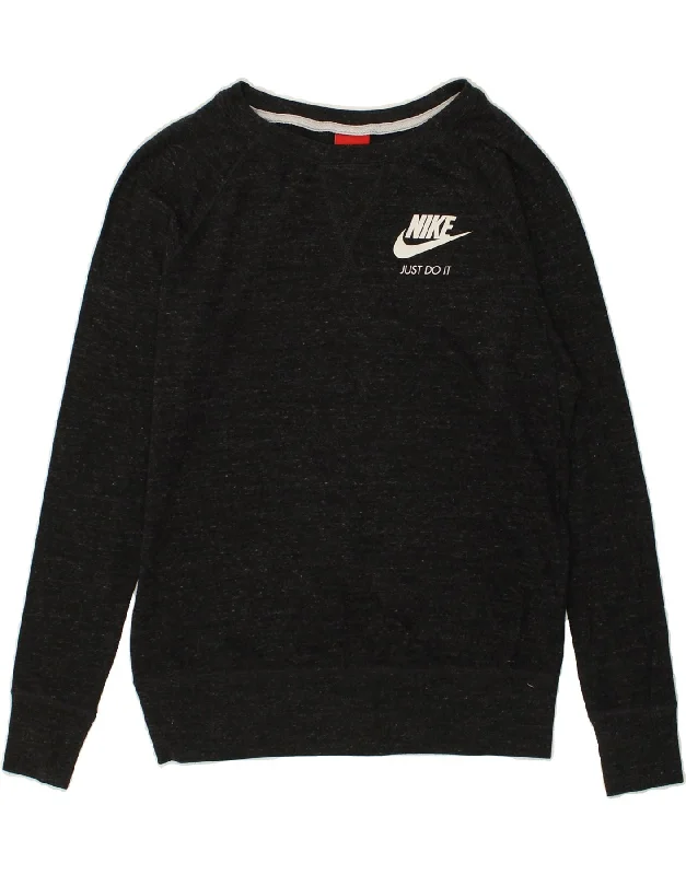 NIKE Womens Sweatshirt Jumper UK 14 Medium Grey Flecked Cotton Hoodie with Cuffed Sleeves Snug Secure NIKE Womens Sweatshirt Jumper UK 14 Medium Grey Flecked Cotton Hoodie with Cuffed Sleeves Snug Secure