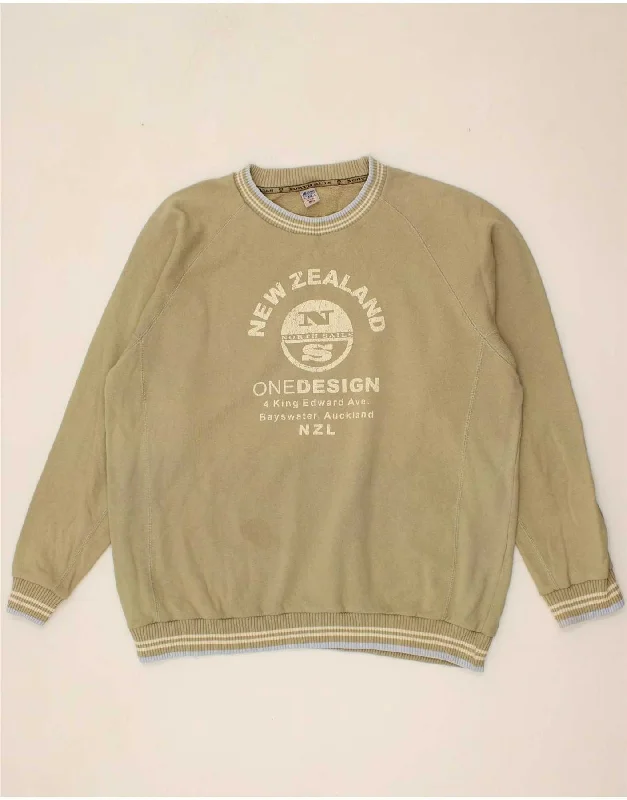 NORTH SAILS Mens Graphic Sweatshirt Jumper Large Khaki Cotton Hoodie with Illustration Artistic Creative NORTH SAILS Mens Graphic Sweatshirt Jumper Large Khaki Cotton Hoodie with Illustration Artistic Creative
