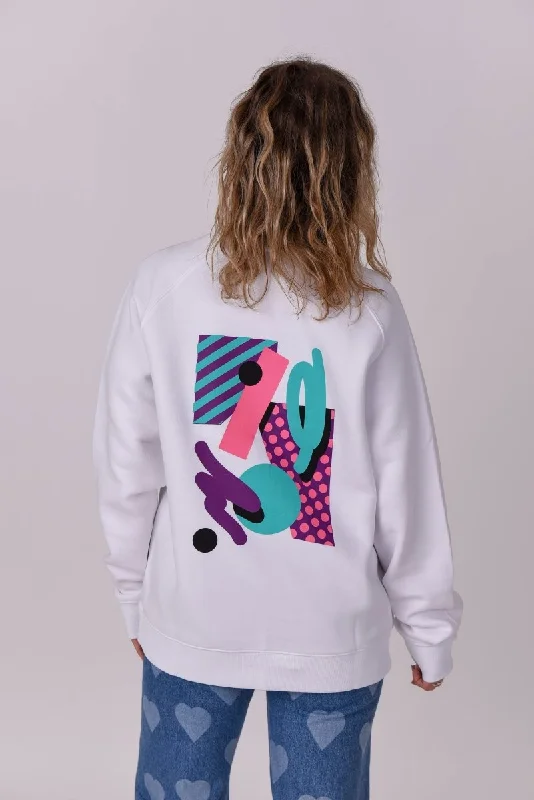 Penfold Sweatshirt - White Hoodie with Hem Patch Decorative Personalized