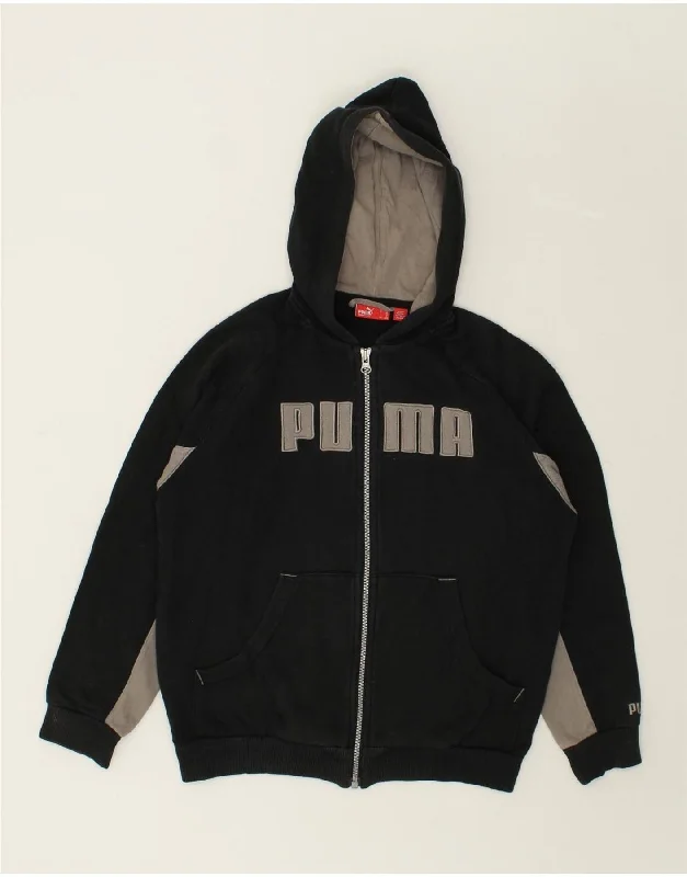 PUMA Boys Graphic Zip Hoodie Sweater 11-12 Years Large Black Colourblock Hoodie Crop Top Short Trendy PUMA Boys Graphic Zip Hoodie Sweater 11-12 Years Large Black Colourblock Hoodie Crop Top Short Trendy