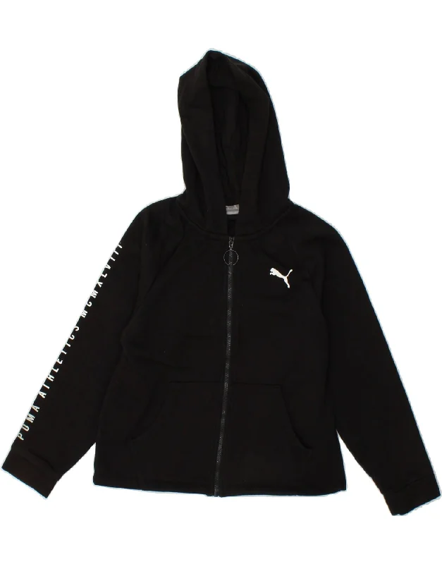 PUMA Boys Graphic Zip Hoodie Sweater 9-10 Years Black Cotton Hoodie with Drop Shoulder Relaxed Streetwear PUMA Boys Graphic Zip Hoodie Sweater 9-10 Years Black Cotton Hoodie with Drop Shoulder Relaxed Streetwear