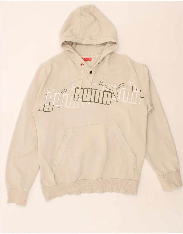 PUMA Mens Graphic Hoodie Jumper XL Beige Hoodie with Slim Fit Tailored Modern