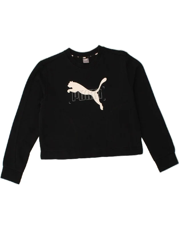 PUMA Womens Crop Graphic Sweatshirt Jumper UK 10 Small Black Cotton Hoodie with Pastel Soft Subtle PUMA Womens Crop Graphic Sweatshirt Jumper UK 10 Small Black Cotton Hoodie with Pastel Soft Subtle