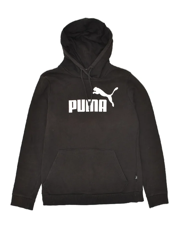 PUMA Womens Graphic Hoodie Jumper UK 10 Small Black Cotton Hoodie with Elastic Waist Stretchable Comfortable PUMA Womens Graphic Hoodie Jumper UK 10 Small Black Cotton Hoodie with Elastic Waist Stretchable Comfortable