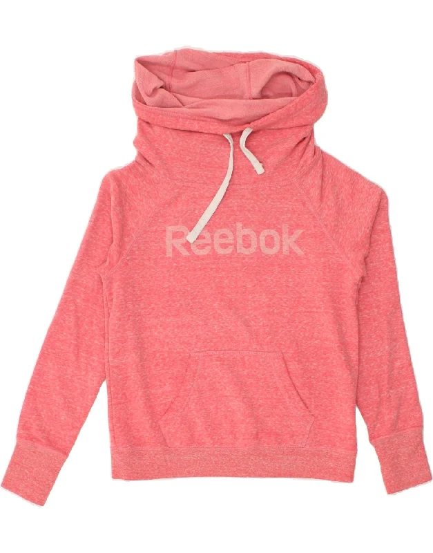 REEBOK Womens Graphic Sweatshirt Jumper UK 10 Small Pink Polyester Hoodie with Double Zipper Versatile Adjustable REEBOK Womens Graphic Sweatshirt Jumper UK 10 Small Pink Polyester Hoodie with Double Zipper Versatile Adjustable