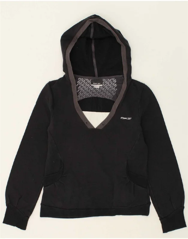 REEBOK Womens Hoodie Jumper UK 12 Medium Navy Blue Cotton Hoodie with Full-Zip Functional Layering REEBOK Womens Hoodie Jumper UK 12 Medium Navy Blue Cotton Hoodie with Full-Zip Functional Layering