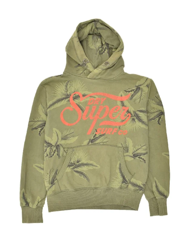 SUPERDRY Mens Slim Graphic Hoodie Jumper Large Green Floral Cotton Hoodie with Button Classic Timeless SUPERDRY Mens Slim Graphic Hoodie Jumper Large Green Floral Cotton Hoodie with Button Classic Timeless
