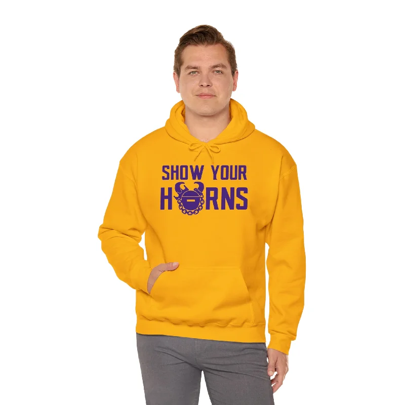 Unisex Heavy Blend™ Hoodie - Show Your Horns Hoodie with Pocket Utility Practical