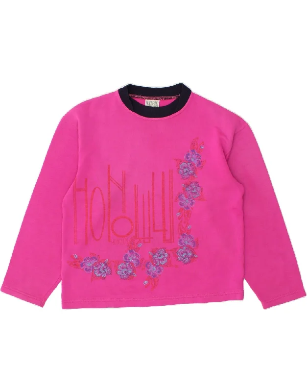VINTAGE Womens Graphic Sweatshirt Jumper IT 44 Medium Pink Cotton Hoodie with Snap Buttons Easy Quick VINTAGE Womens Graphic Sweatshirt Jumper IT 44 Medium Pink Cotton Hoodie with Snap Buttons Easy Quick