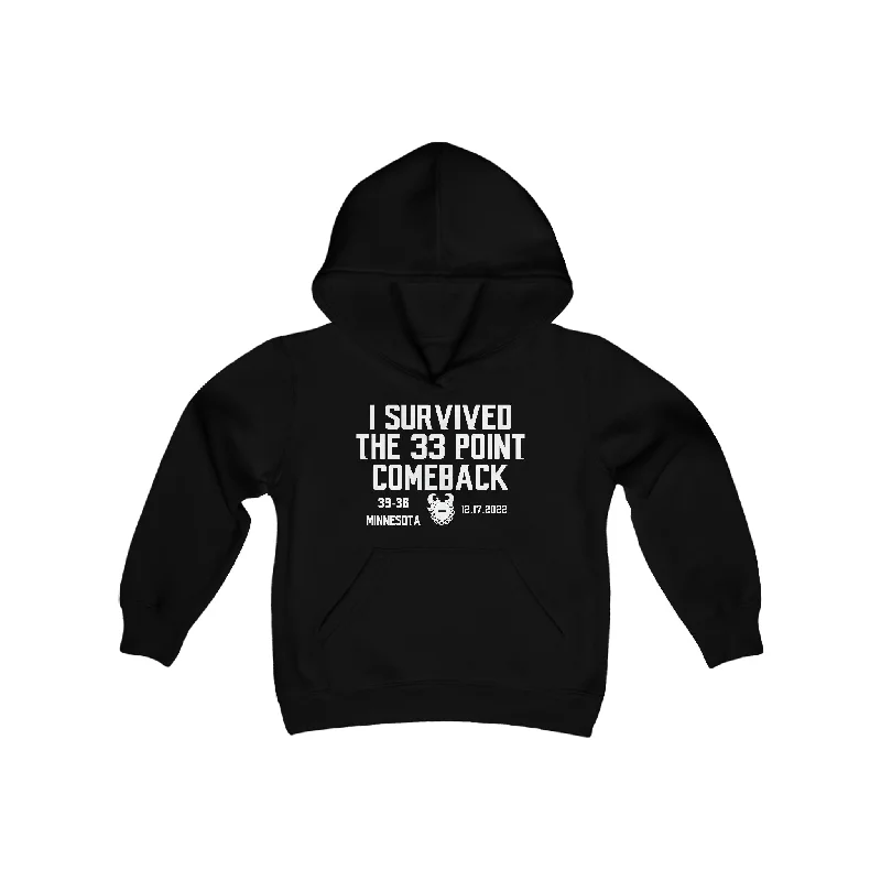 Youth Heavy Blend Hoodie - Survived the 33 Point Comeback Hoodie with Sequins Glamorous Eye-catching Youth Heavy Blend Hoodie - Survived the 33 Point Comeback Hoodie with Sequins Glamorous Eye-catching