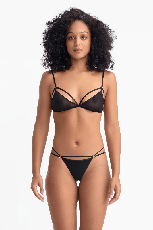 DEMI TRIANGLE BRA WITH STRAPS BLACK Push-Up Wireless Bra