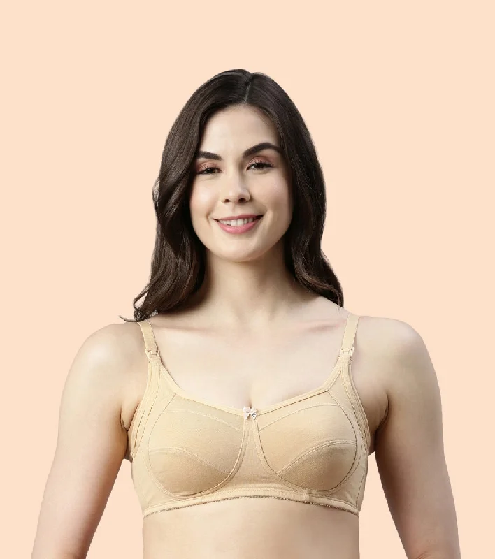 Enamor Eco-Melange MT02 Sectioned Lift and Support Cotton Nursing Bra for Women- High Coverage, Non Padded and Wirefree - Skin Adjustable Comfort Bra