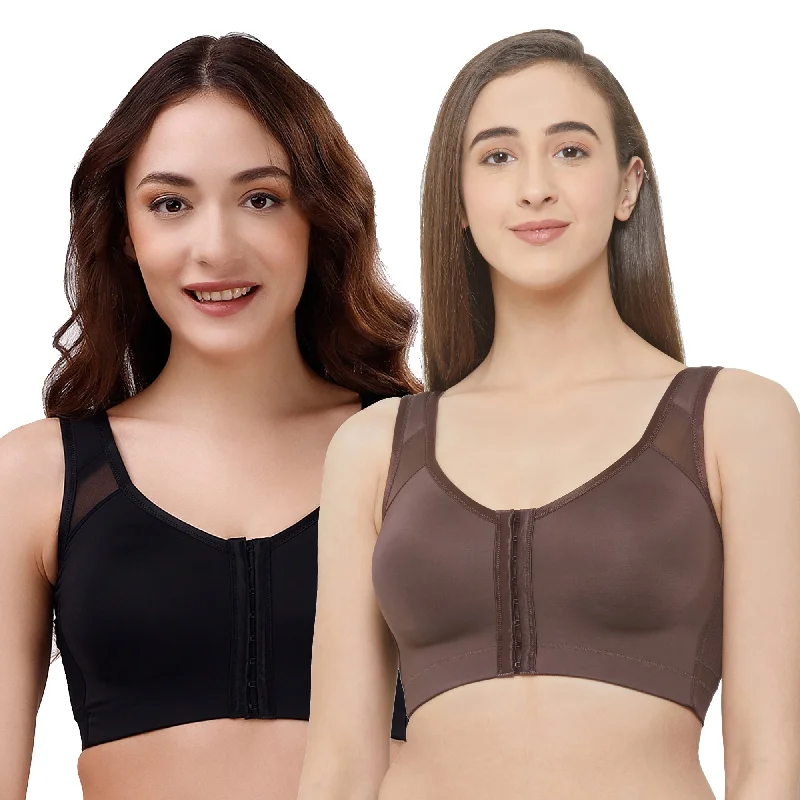 Front Closure Full Coverage Non Padded Non Wired Bra-Combo CB-334 Smooth Stretch Bra