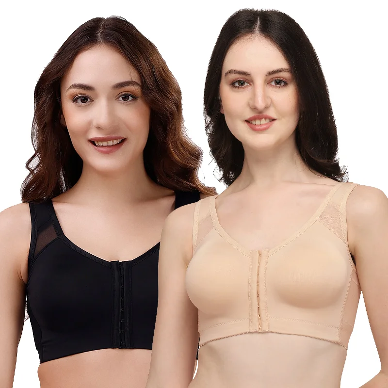 Front Closure Full Coverage Non Padded Non Wired Bra-Combo CB-334 Full Coverage Bralette