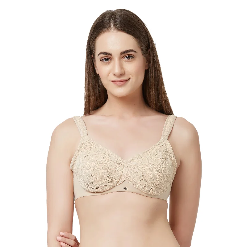 Full Coverage Non Padded Wired Lace Bra - FB-610 Active Support Bra