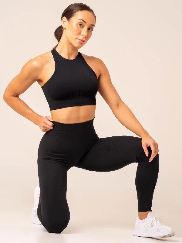 Lift Seamless High Neck Sports Bra - Black High Support Sports Bra