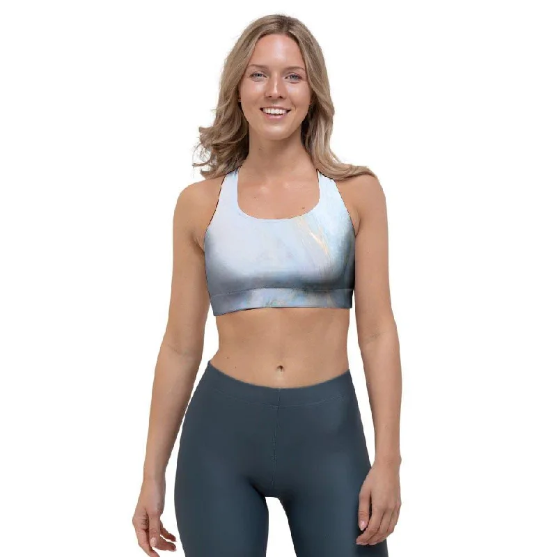 Pink Beige Marble Sports Bra Feminine Lace Bra