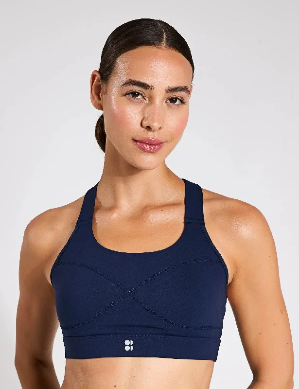 Power Medium Support Sports Bra - Navy Blue Supportive Sports Bra